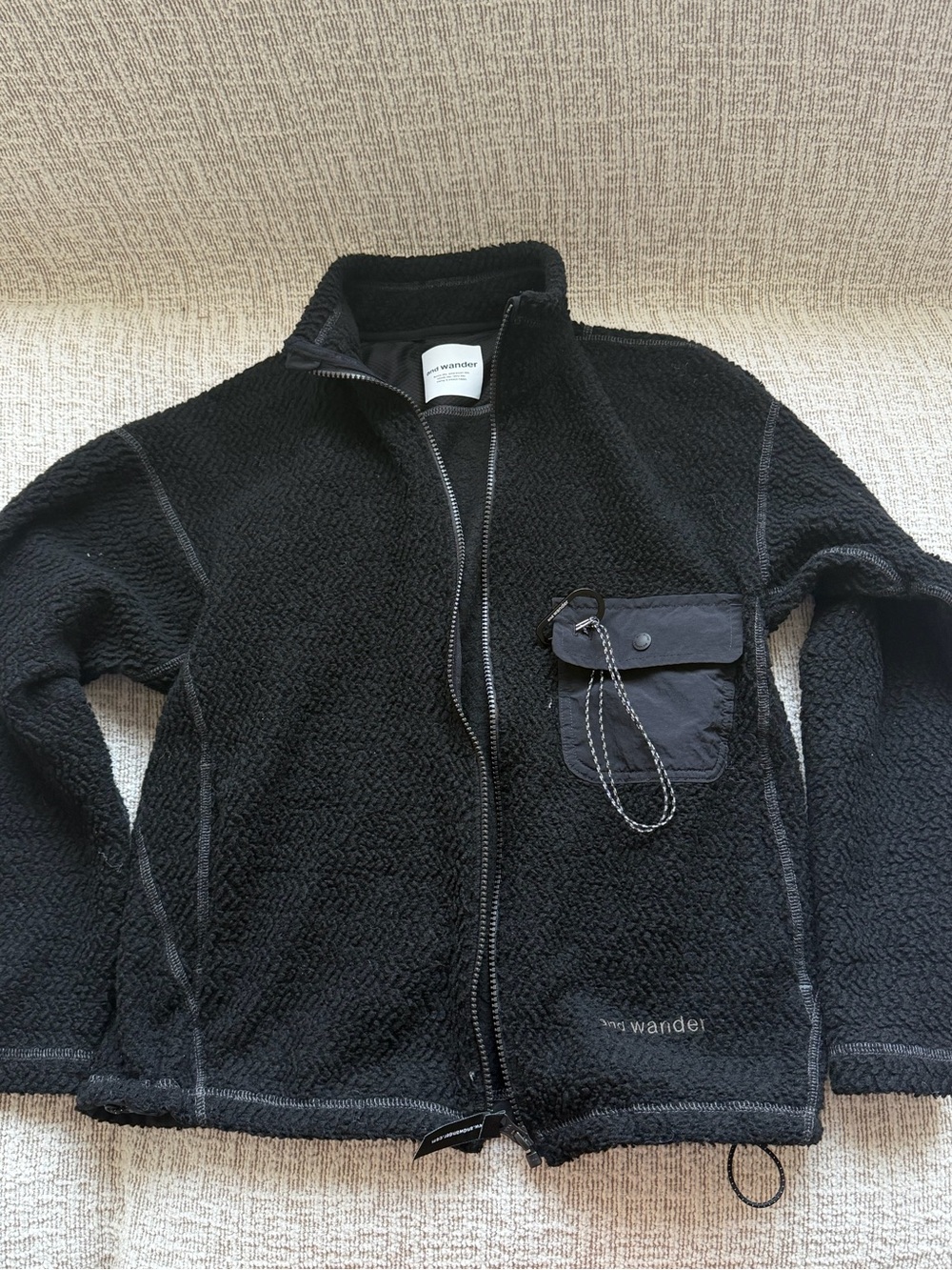 and Wander Black Fleece Jacket with Chest Pocket